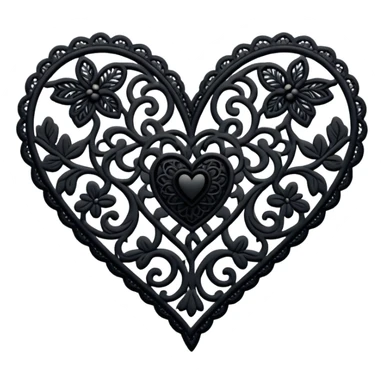 Black lace heart sticker