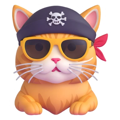 cat wearing sunglasses and a pirate hat sticker