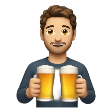 Man (brown hair) holding two beers sticker