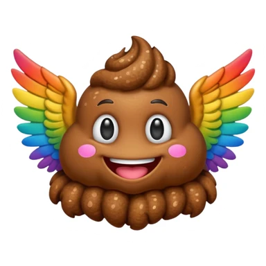 rainbow poop emoji with wings sticker
