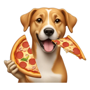 Dog eating a pizza sticker