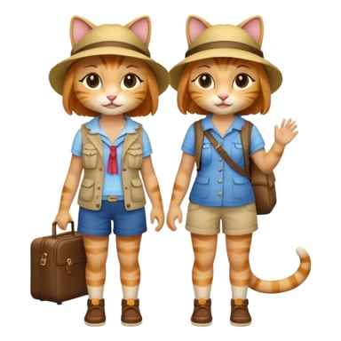 2 girl cats dressed up as tourists full body sticker