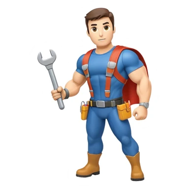 HVAC repairman superhero action figure sticker