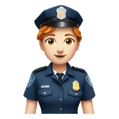 face of ginger girl police officer teen cute blue uniform  policia badge brown eyes sticker