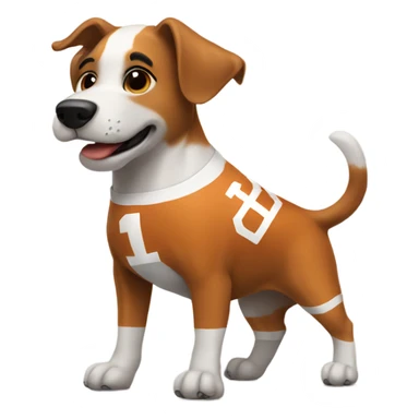 dog playing football wearing Texas jersey sticker
