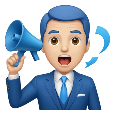 A blue Telegram emoji style of trump shouting sticker