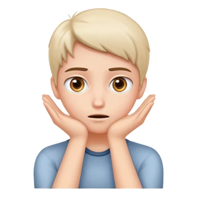 face peeking nervously from behind hands, cautious expression sticker