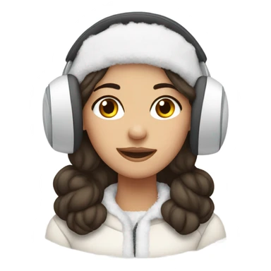 pretty brunette girl wearing cozy winter white earmuffs sticker