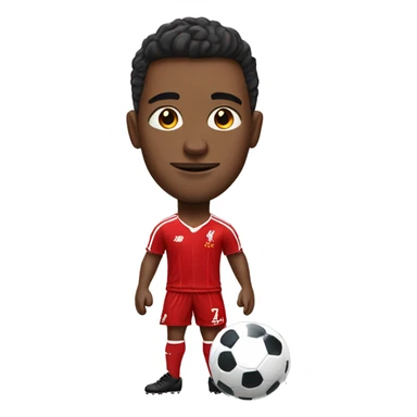 Soccer player wearing Liverpool jersey sticker