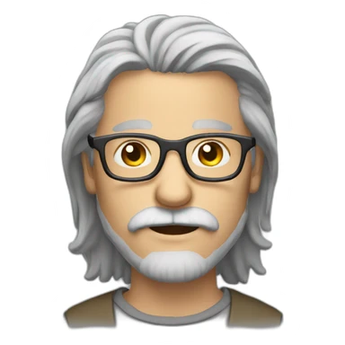 man long grey hair with glasses beard and moustache sticker