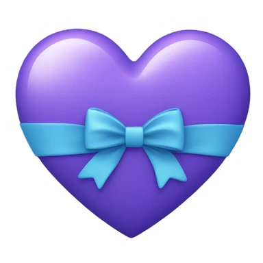 purple and blue heart with a bow sticker