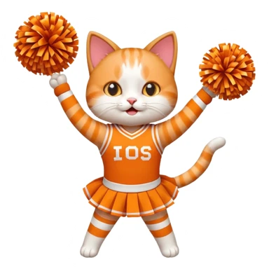A cat in a tiny cheer outfit shaking pom-poms with bright enthusiasm. sticker