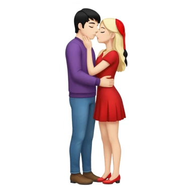 couple kissing black hair man blonde woman full body sticker