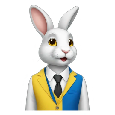 A rabbit student in a suit in the color of the Ukrainian flag sticker