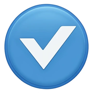 A blue circle with a white tick in the middle  sticker