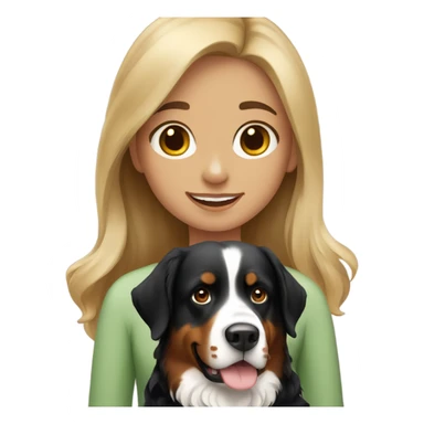 Girl with brown and blonde hair with a Bernese mountain dog sticker