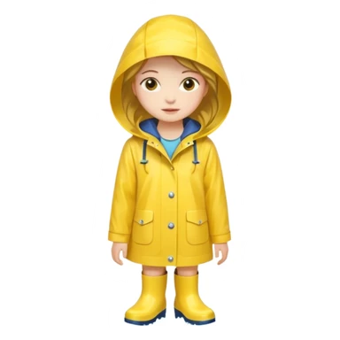 Girl in a yellow raincoat and rain boots  sticker