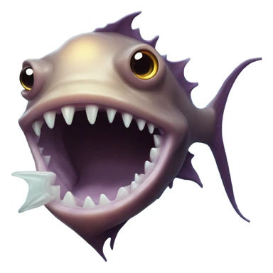 Anglerfish with a glowing lure hanging from its forehead, sharp teeth, and big eyes. sticker