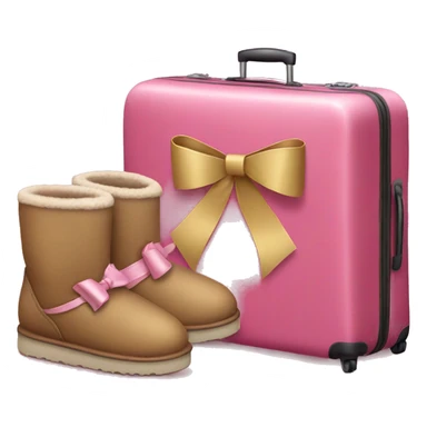 Rosa suitcase with a uggs at it. The Uggs having a bow on them  sticker