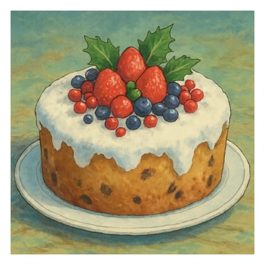 frosted fruit cake sticker