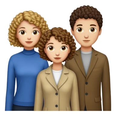 Throuple with two women with curly short hair, man with short brown hair, one woman taller than the others sticker