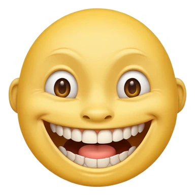 a smiling yellow face with very big teeth like the trivago guy sticker