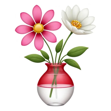 one pink flower and one white flower with red band sticker