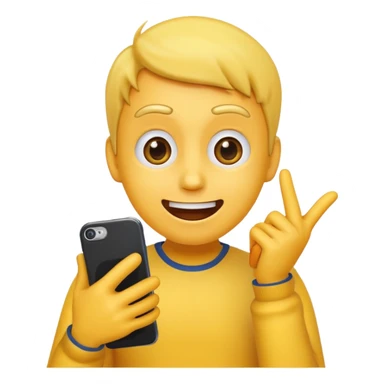 Emoji surprised while looking at his own phone sticker