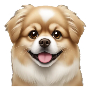 Brown and white Pomeranian Pekingese mix puppy sticker