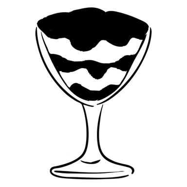 Tiramisu dessert in a glass dish with layers and cocoa powder on top sticker