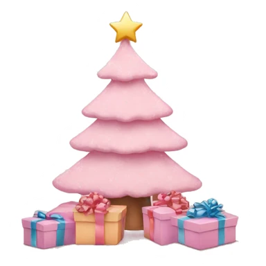 pastel pink christmas tree and some gift boxes sticker