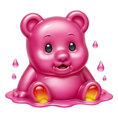 Crying blush Gummy bear melting into ground sticker