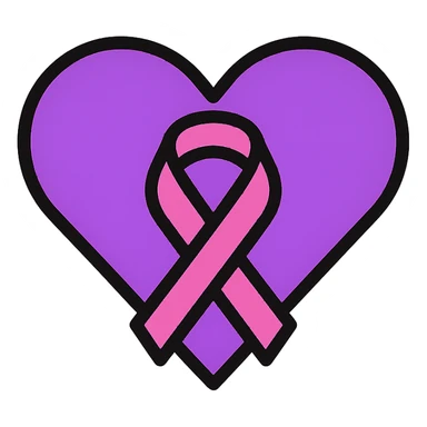 purple heart with a ribbon, color outline icon style sticker