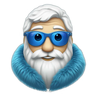 cool Father Frost in sunglasses glasses in a blue fur coat sticker