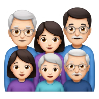 All white grandma and grandpa with 2 girls and 2 boys. The kids should have dark hair sticker