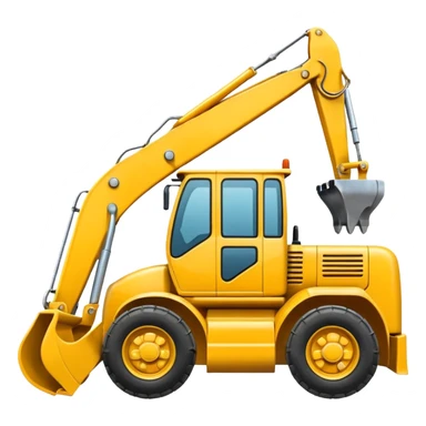 a digger construction vehicle, front view, simple, bold, suitable for an emoji sticker