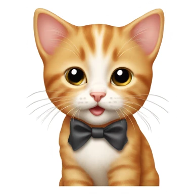 ginger kitten with a bow and shiny eyes and shiny nose sticker