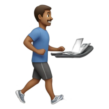 Man with laptop walking on treadmill sticker