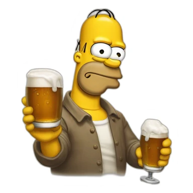 Hommer Simpson qui bois une bière sticker