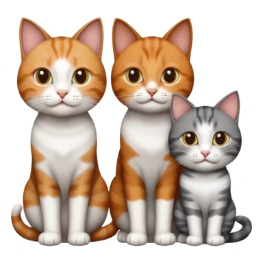 3 different coloured tiny short haired cats, including a dark grey and white cat, a ginger and white and a brown tabby and white sticker