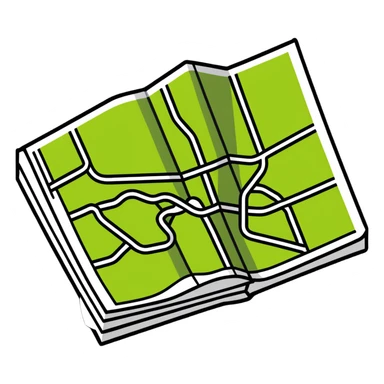 Folded map icon with subtle relationship paths drawn across it, symbolizing personal exploration of love and attraction patterns sticker