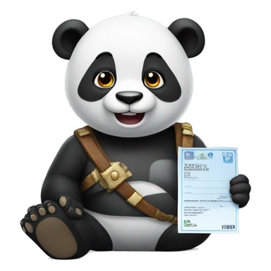 panda warior with a check approval sticker
