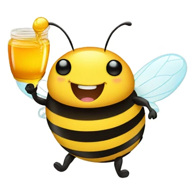 a happy and extra fat bee drinking honey sticker