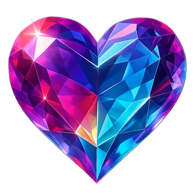 heart icon with a crystal gem effect, digital illustration sticker