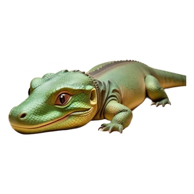 Meme-Worthy cute Sleeping Komodo Dragon Lizard Portrait Emoji, Head resting peacefully with a contented smile, showcasing a rugged, textured form and eyes gently closed in serene slumber, Simplified yet comically adorable features, highly detailed, glowing with a soft, drowsy glow, high shine, relaxed and utterly lovable, stylized with an air of playful laziness, bright and heartwarming, soft glowing outline, capturing the essence of a sleeping ancient guardian that feels destined to become the next viral icon of adorable rest! sticker