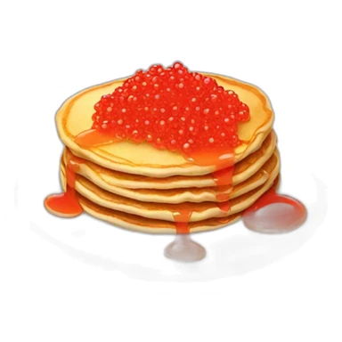 Pancake with red caviar sticker
