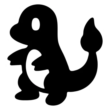 Charmander icon, solid black icon, thick lines, no color, strong and easily recognizable sticker