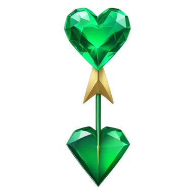 emerald green heart that is pierced by an arrow cupid style sticker