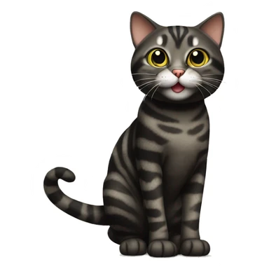 Black mackerel tabby cat being silly. not fat, big eyes, full body sticker