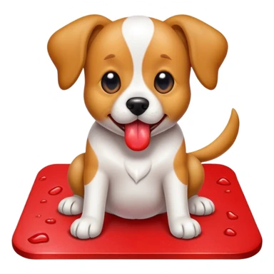 Dog licking a red carpet sticker